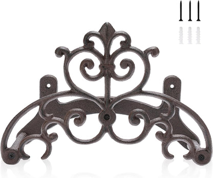 OwnMy Cast Iron Garden Hose Holder Heavy Duty Wall Mount Water Hose Reels Holder, Decorative Water Hose Hanger Garden Hose Storage Organizer Rack for Outdoor Lawn Yard, 10"L x 4.7"W x 6.5"H