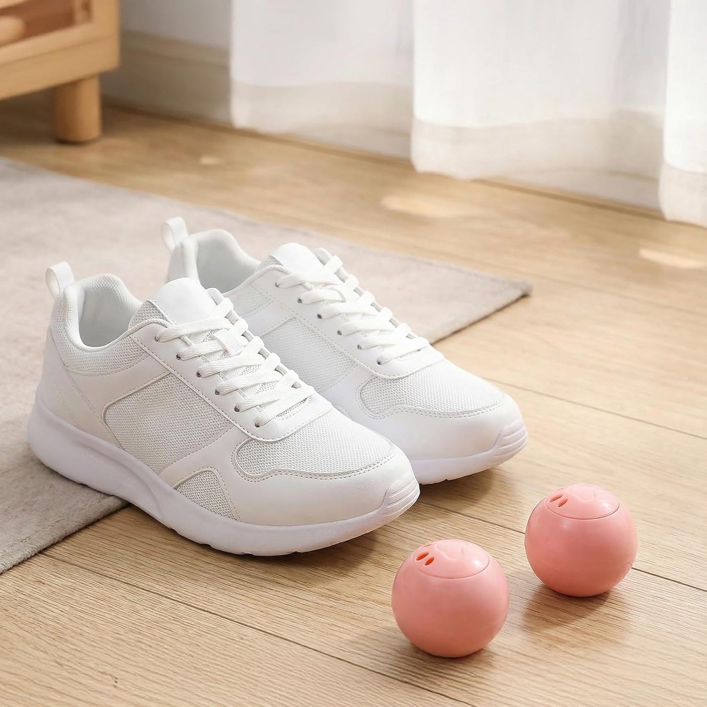 Qianyu Shoe Deodorizer Balls, Boot Sneaker Foot Odor Eater Fighter Long Lasting Professional Eliminate Smelly Fast Air Freshener for Gym Bags Wardrobe Closets Lockers Car, 8 Packs Peach Pink