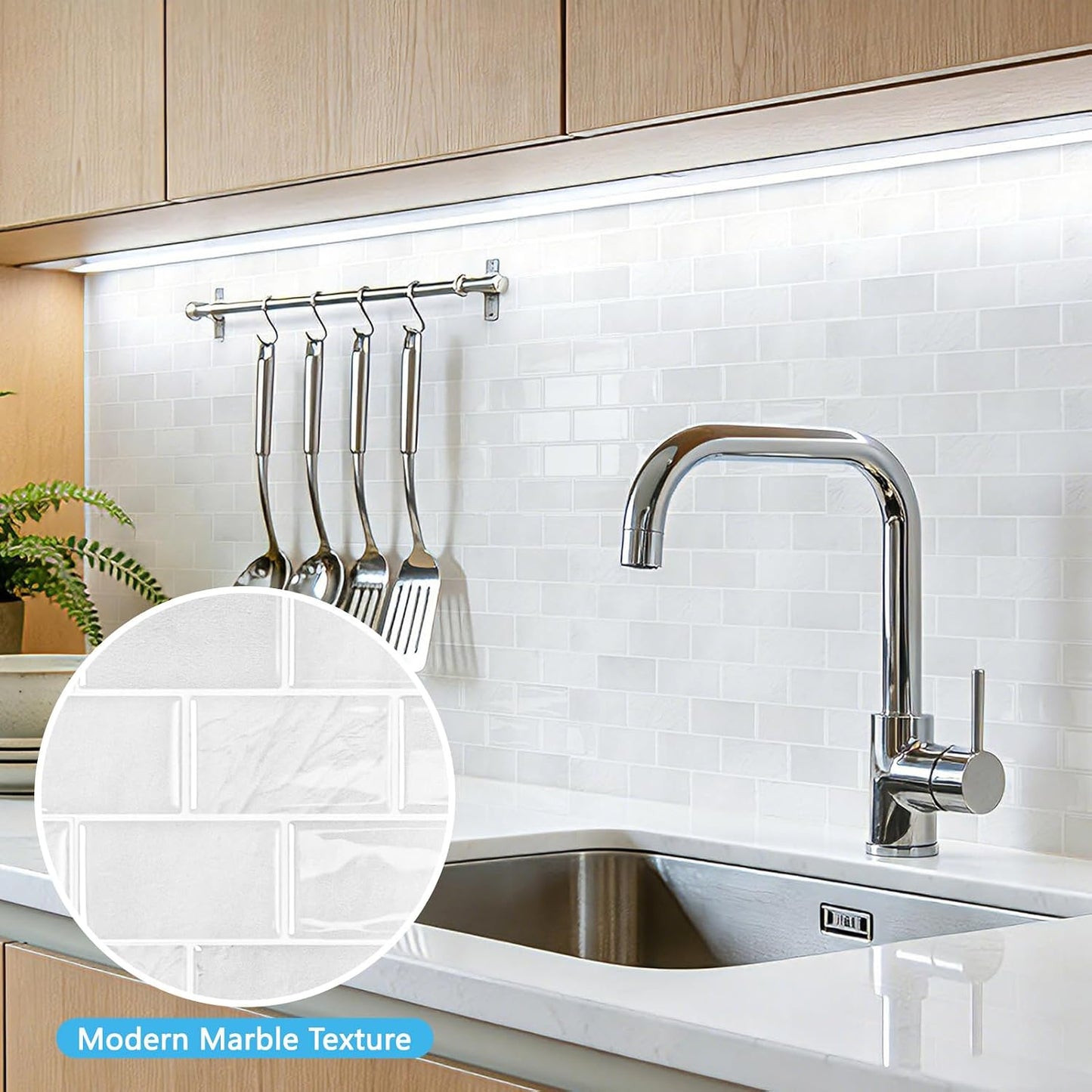 Art3d Peel and Stick Backsplash for Kitchen White Subway (10 Tiles, Thicker Design)