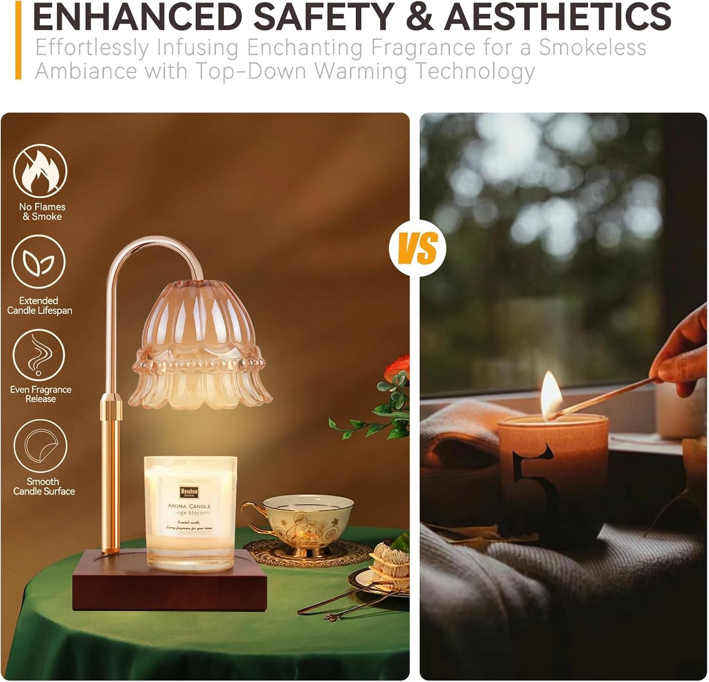 Candle Warmer Lamp with 3 Bulbs, Adjustable Height Dimmable Candle Warmer with Timer, Candle Lamp with Charming Gift Box Ribbon,Birthday Gifts for Women Mom, House Warming Gifts New Home Decor