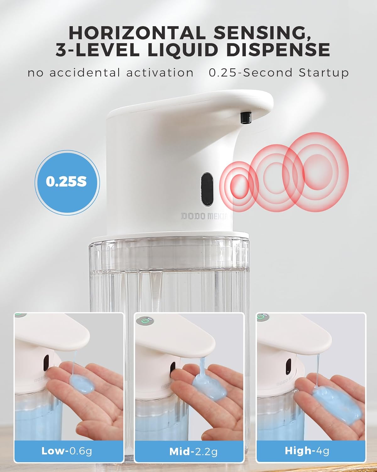 Automatic Foaming Soap Dispenser Touchless, 3 Adjustable Liquid Levels, 10oz/300ml Rechargeable, IPX7 Waterproof for Bathroom, Kitchen, Black