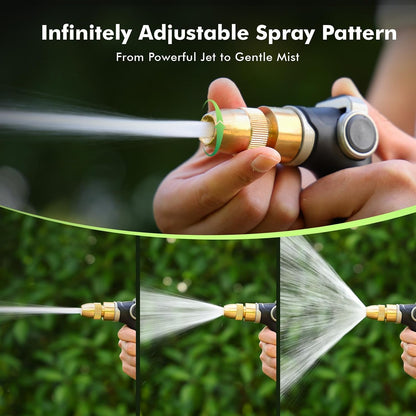 RESTMO Garden Hose Nozzle, Heavy Duty Water Hose Sprayer for Outdoor | Zinc Alloy Metal, Thumb Control, Precise Flow, Adjustable Spray Patterns, Leak-proof, Ideal for Lawn & Plant & Car, Black