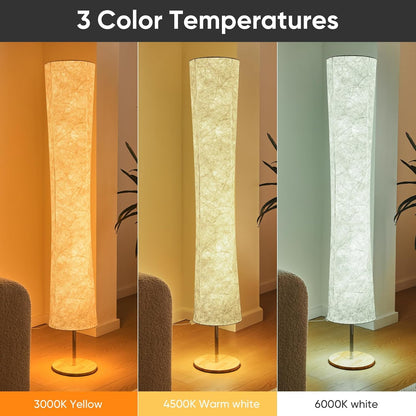 58 inch Simple Design Morden Soft Light Floor Lamp 3 Color Lighting Remote Control, LED lamp with Tyvek Fabric Shade,Brightness Adjustable for Living Room Bedroom Game Room