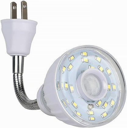 LED Motion-Activated Directional Rotating Flexible Sensor Dusk to Dawn Night Light AC Outlet Plug-in Wall Stair Lamp Indoor 360° Bedroom Hallway Stairway Garage Basement Corridor