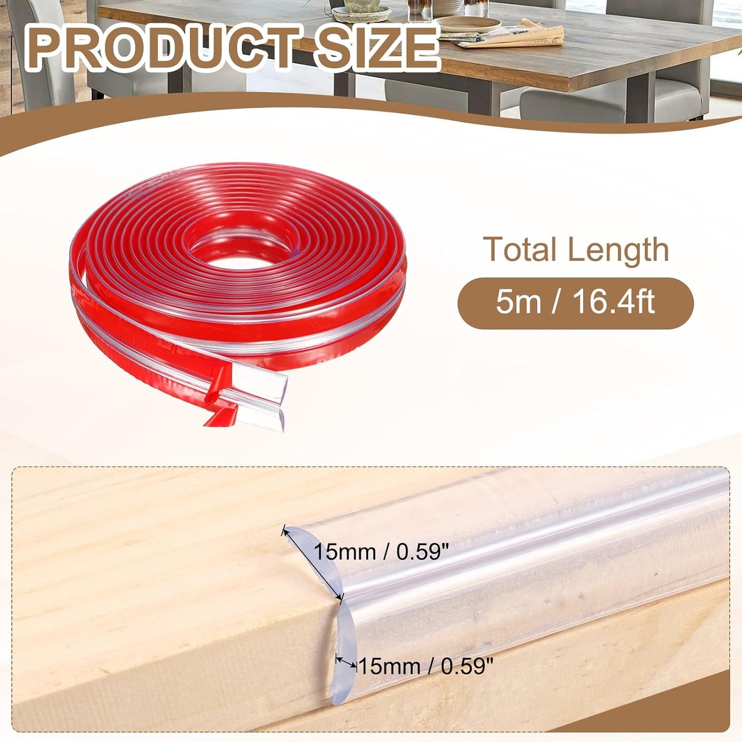 uxcell Edge Protector, 6.6ft (2M) x 0.4" (10MM) Clear Furniture Corner Guard PVC Strong Adhesive Proofing Edge Safety Bumpers with 4 Corners Guards for Table Cabinets