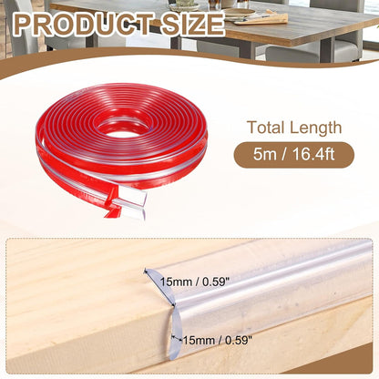 uxcell Edge Protector, 6.6ft (2M) x 0.4" (10MM) Clear Furniture Corner Guard PVC Strong Adhesive Proofing Edge Safety Bumpers with 4 Corners Guards for Table Cabinets