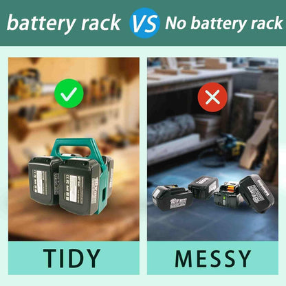 6-Slot Battery Carrying Holder for Makita 18V & 14.4V, Batteries Tool Case Storage Organizer Rack for Makita, Portable and Rugged Battery Caddy with Handle for Jobsite and Mount Bag Use
