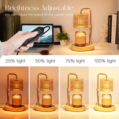 Candeldo Candle Warmer Lamp with Timer: Black Wax Melt Warmer | Height Adjustable, Dimmable, with 2 Bulbs, Modern Farmhouse Decor for Home, Bedroom, Gifts for Women, Birthday, Housewarming