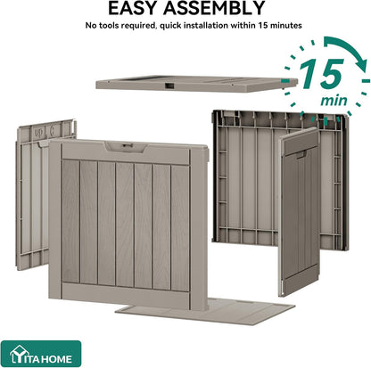 YITAHOME 134 Gallon Large Deck Box | Waterproof Resin Outdoor Storage Box with Lock, Doubles as 2-Person Bench Seating for Patio Furniture Cushions,Garden Tools &