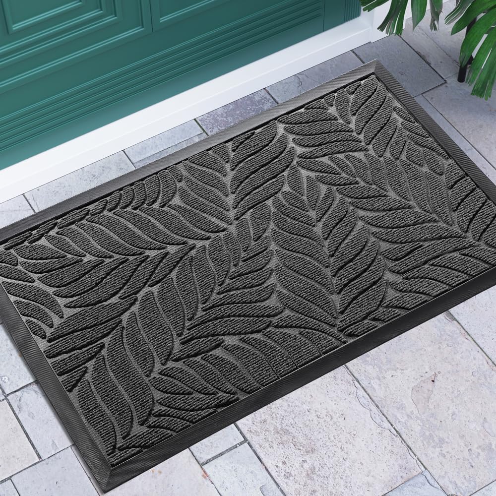 Yimobra Front Door Mat Outdoor Indoor, 29.5x17 All-Season Waterproof Door Mat Outside Entrance, All-Weather Non-Slip Outside Doormat for Garage Patio Entryway, Brown