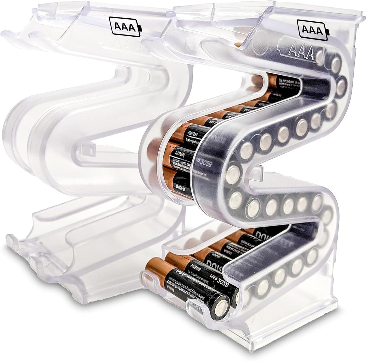 Battery Ladder Case - Battery Organizer & Dispenser (AAA & AA) | Stack It or Wall-Mount It To Dispense Batteries in First-In-First-Out Order, Tidy Storage for Home, Garage & Workshop