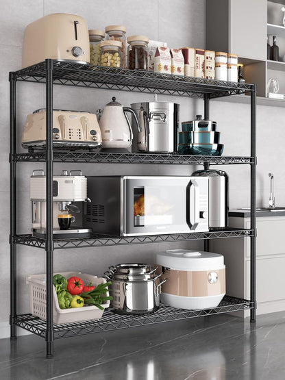 Golpart 4 Tier Adjustable Storage Shelves Metal Utility Shelf Wire Shelving Unit Organizer Rack for Home Kitchen Office Bathroom Pantry Room 12" D x 18" W x 44" H