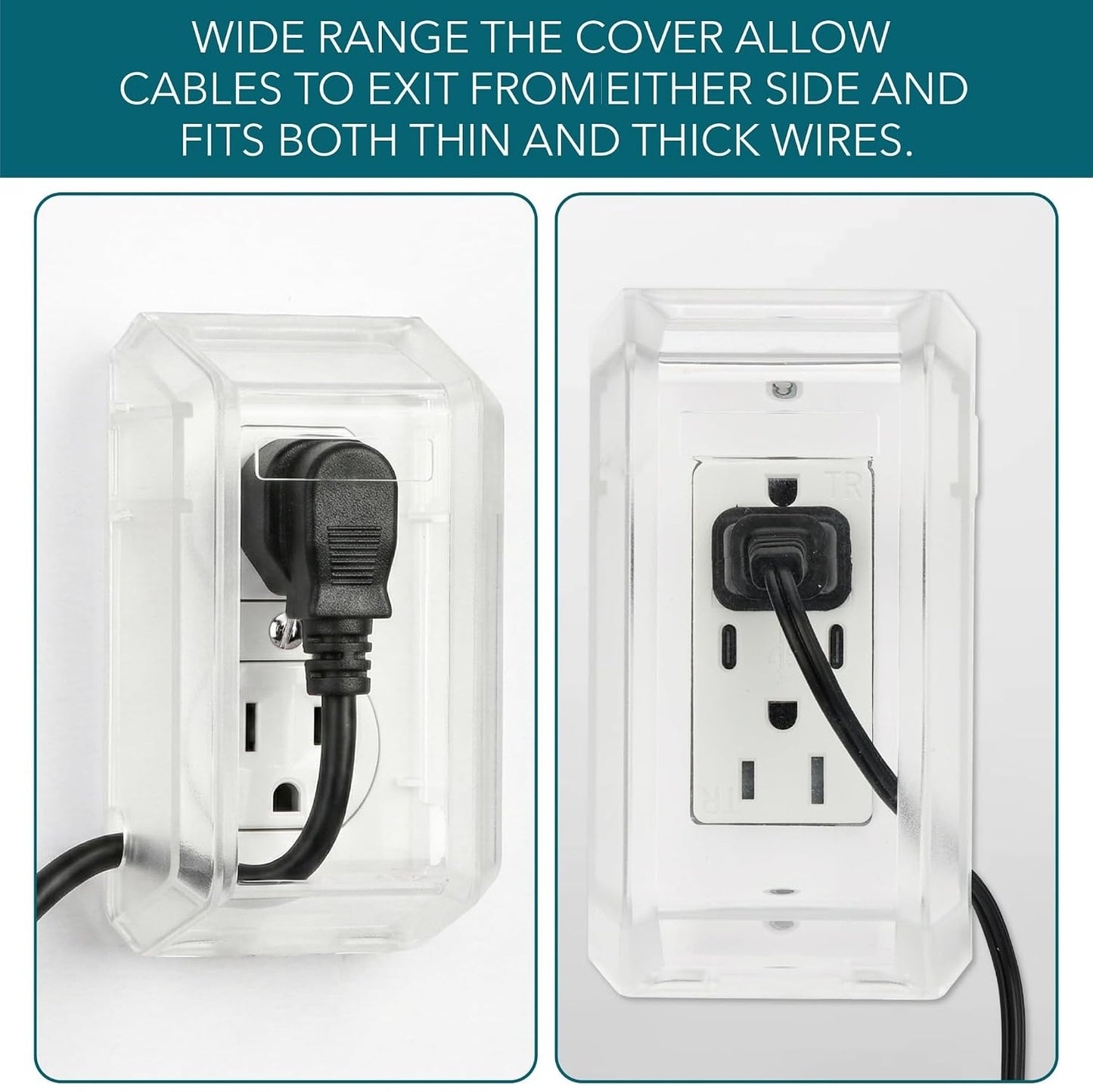 Bates- Baby Safety Outlet Cover Box, Transparent Door, Baby Proof Outlet Covers, Plug Covers for Electrical Outlets