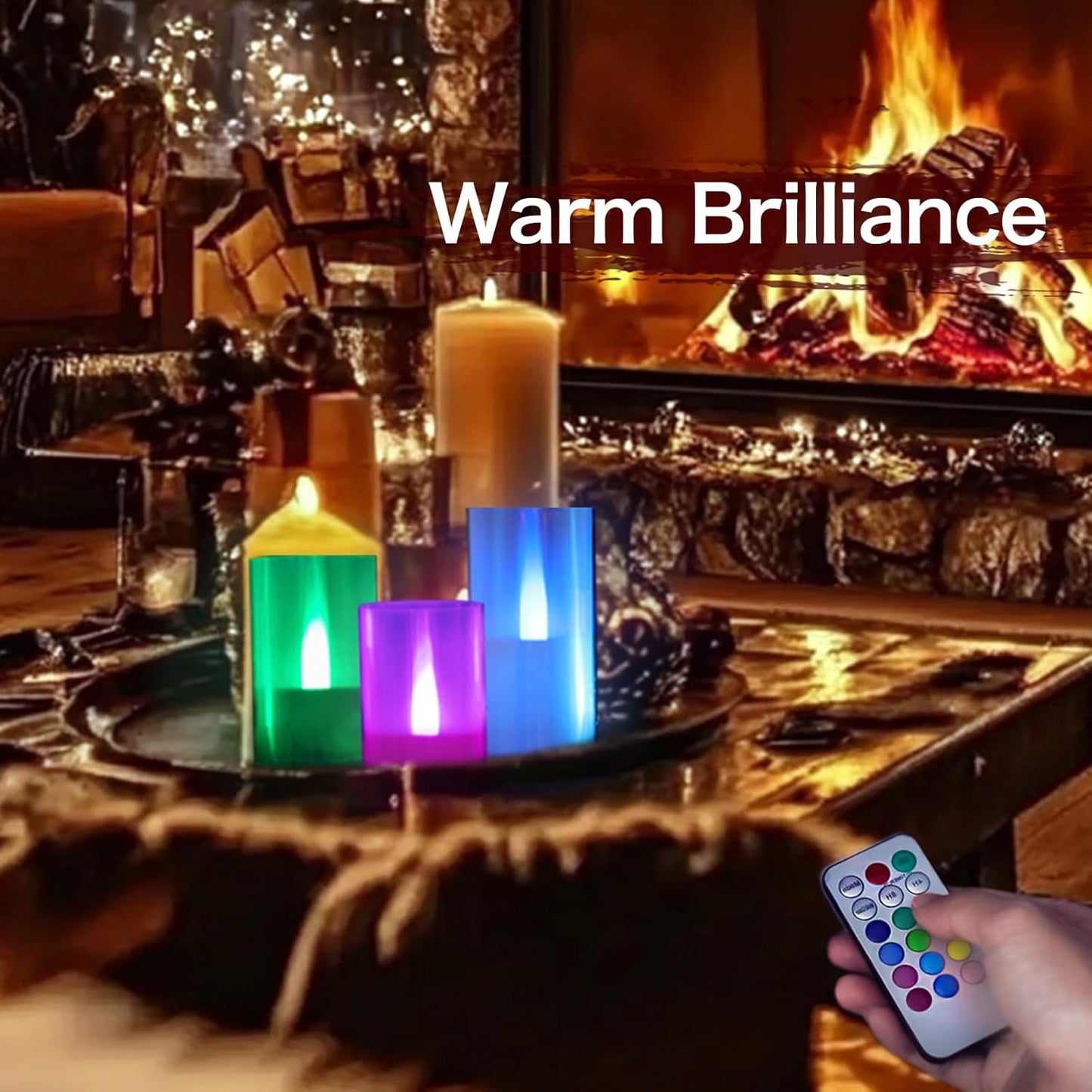 LANKER Flameless Candles with Remote Control and Timer, Battery Operated LED Pillar Candles, Romantic Light, Set of 3 (Warm White)