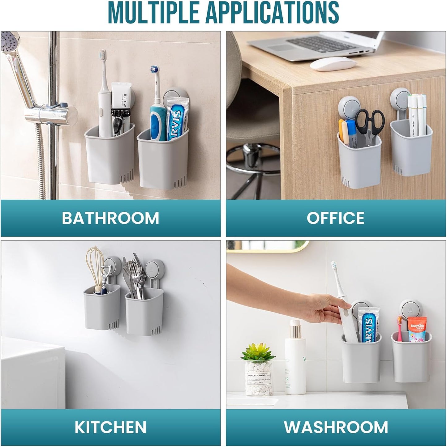 TAILI Upgraded Bathroom Mirror Suction Cup Toothbrush Holder with Razor Hook, Visible Safety Indicator, Large Capacity Inverted Trapezoid Design, Removable Shower Caddy for Toothbrush, Toothpaste, etc