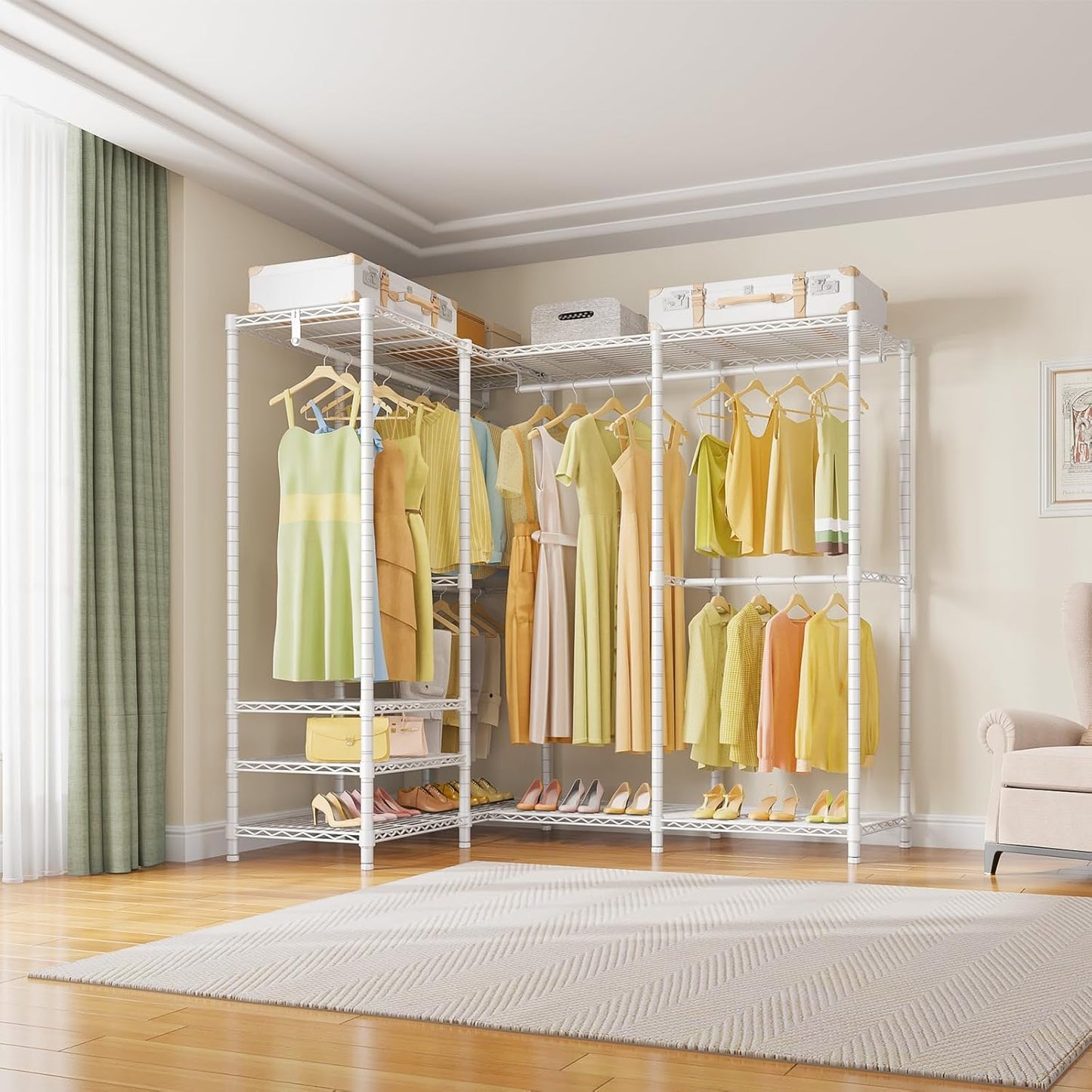 VIPEK V40 Heavy Duty Clothes Rack, 1110lbs Capacity Sturdy Metal Garment Rack, Clothing Rack with 6 Shelves & 4 Hang Rods, Adjustable Open Wardrobe Closet Organizer for Bedroom/Apartment/Retail, Black