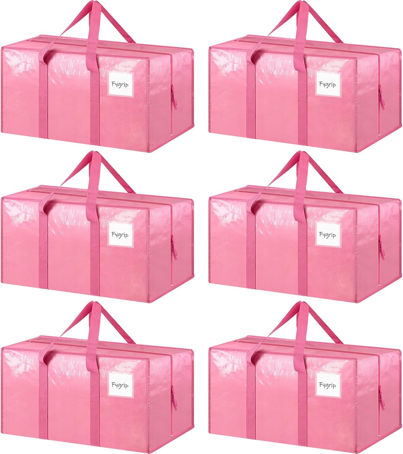6 Pack Extra Heavy Duty Large Moving Bags with Strong Zipper & Comfortable Handles, Sturdy & Durable Clothes Storage Bags Totes Bins, Blue Packing Moving Boxes for College Supplies, Dark Blue
