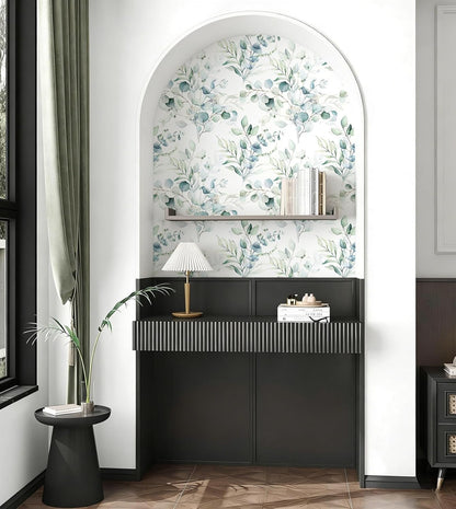 Floralplus Peel and Stick Wallpaper Boho Leaf Removable Wallpaper for Bathroom Renter Leaf Contact Paper for Locker Shelf Liner Vinyl Adhesive Wallpapers Wall Mural Decor 17.5 in x 118 in