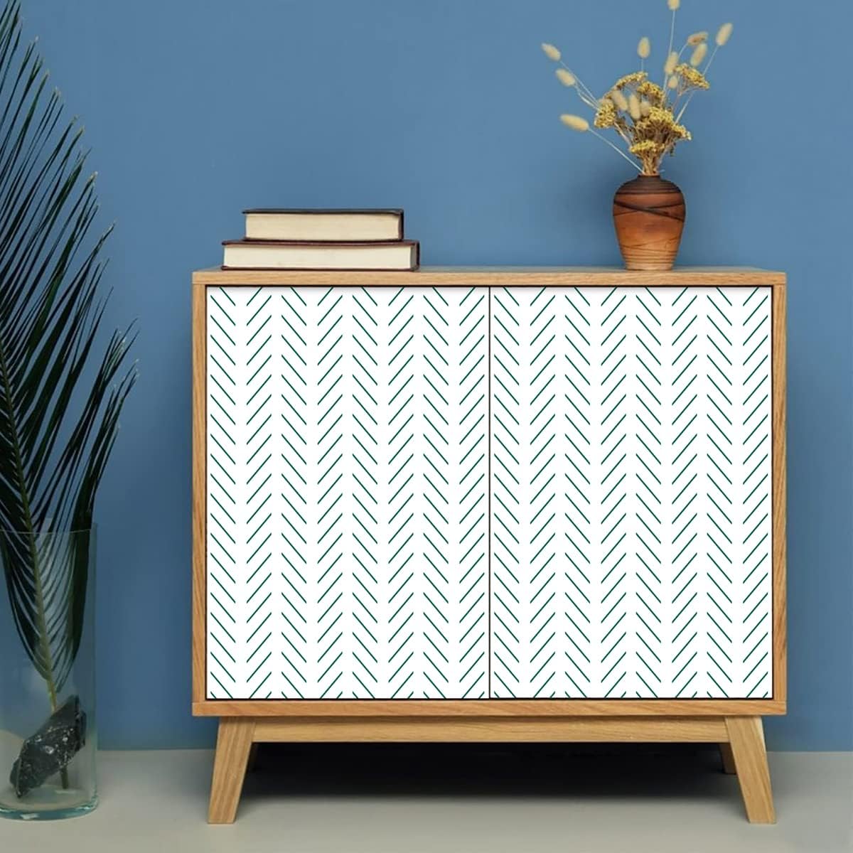 Erfoni Black and White Peel and Stick Wallpaper Modern Herringbone Contact Paper Bathroom 17.7inch x 118.1inch Geometric Removable Wallpaper Peel and Stick Self Adhesive Contact Paper for Accent Wall