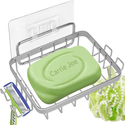 Carrie Joe Soap Holder Self Draining Soap Dish Razor Holder for Shower Wall Not Punched Easy Clean Bar Soap Holder Fit for Bathroom, Kitchen Sink