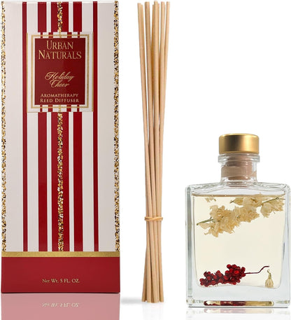 Urban Naturals Smoked Vanilla Reed Diffuser Set with Vanilla Bean, Sandalwood & Leather – 5 Ounce Sleek Black Rectangular Refillable Glass Bottle – Made in the USA
