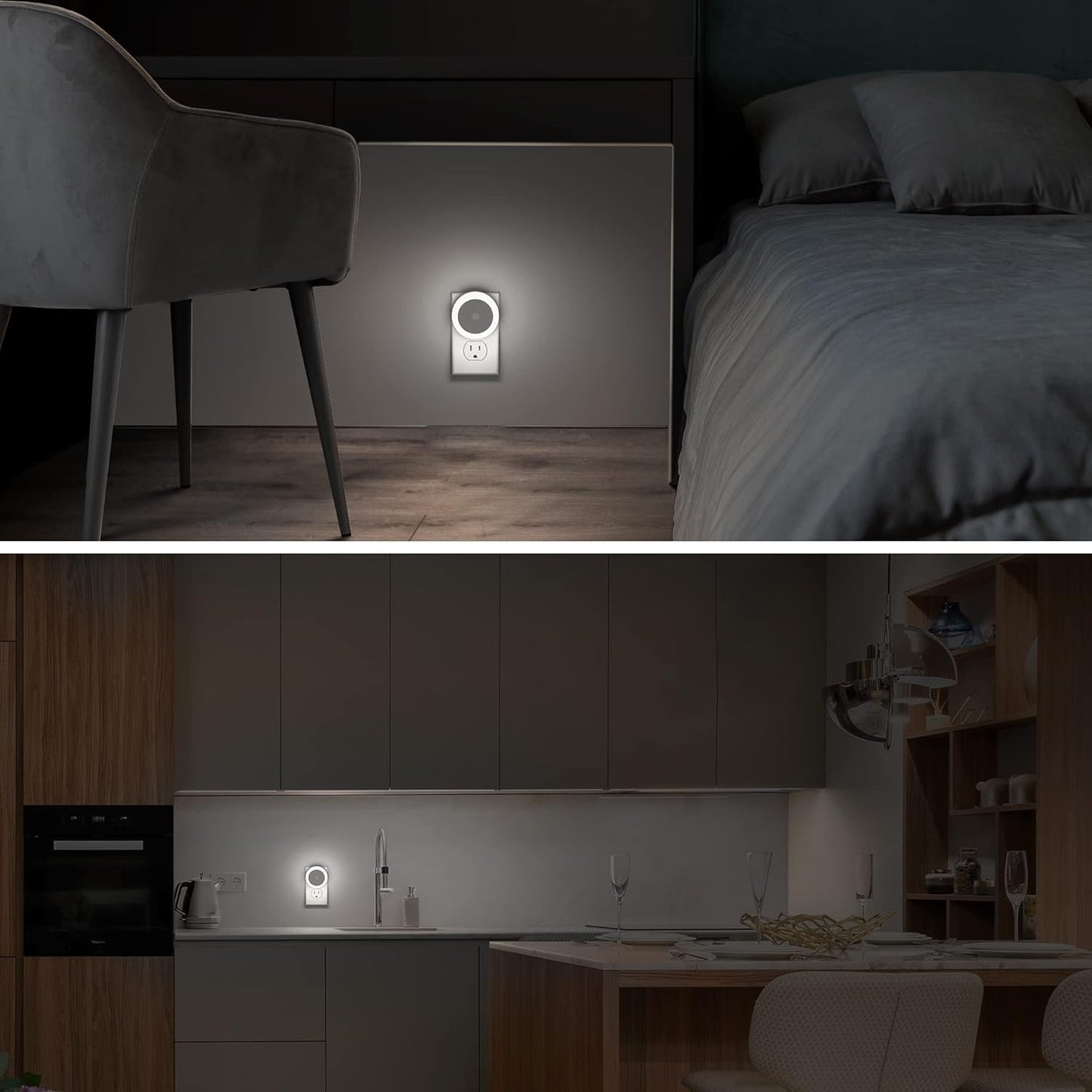 Briignite Motion Sensor Night Light, [2 Pack] Night Lights Plug into Wall, Auto On/Off Motion Activation Nightlight, Energy-Saving 0.6W LED, Daylight White, Ideal for Kids, Bedroom, Bathroom