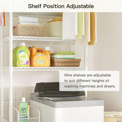 Ulif U11 Over Washer and Dryer Shelves, 3 Tiers Laundry Room Storage and Organizer Standing Shelf, Metal Freestanding Clothes Drying Rack, 33.9" W x 19.7" D x 77.6" H, Black