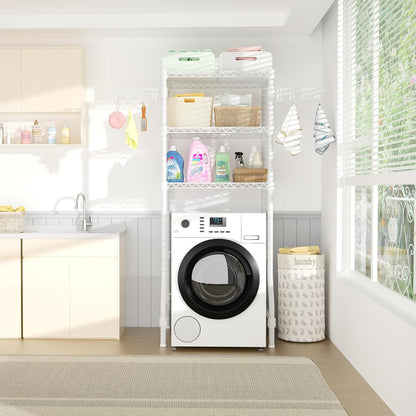 Ulif U8 Mini Laundry Room Storage Organizer, Over the Washer and Dryer Storage Shelves for Laundry Organization, 29.5”W x 17.3”D x 76.2”H, Suit Washing Machine Width within 27.1”, Hold 304 lb, Black