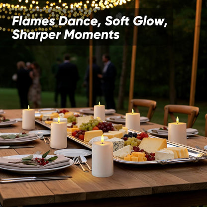 Raycare 3"x2.5" White Outdoor Waterproof Flameless Candles with Remote and Timer, Realistic LED Candles, Battery Operated Electric Fake Pillar Candles for Porch, Patio, Garden, Set of 2