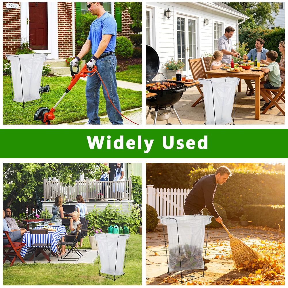Trash Bag Holder, Garbage Bag Holder, Metal Leaf Bag Holder Stand | Portable Trash Bag Holder for 30-45 Gallon for Lawn, Yard, Camping, Outdoor, S-Shape Base