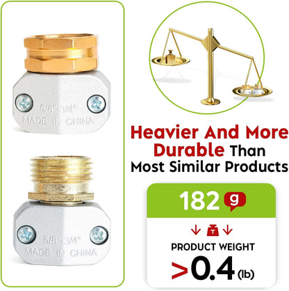 A30008-D Brass Hose Y Connector Brass Garden Hose Adapter, Garden Hose Splitter 2 Way Heavy Duty, Hose Bib Splitter with 2 Extra Rubber Washers-2PACK