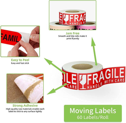 Home Moving Color Coding Labels 3 Bedroom House 2 Bathroom Kitchen Fragile Blank Space Box Stickers, Total 16 Rolls, 50 Labels/Roll, 1 x 4.5 Inch