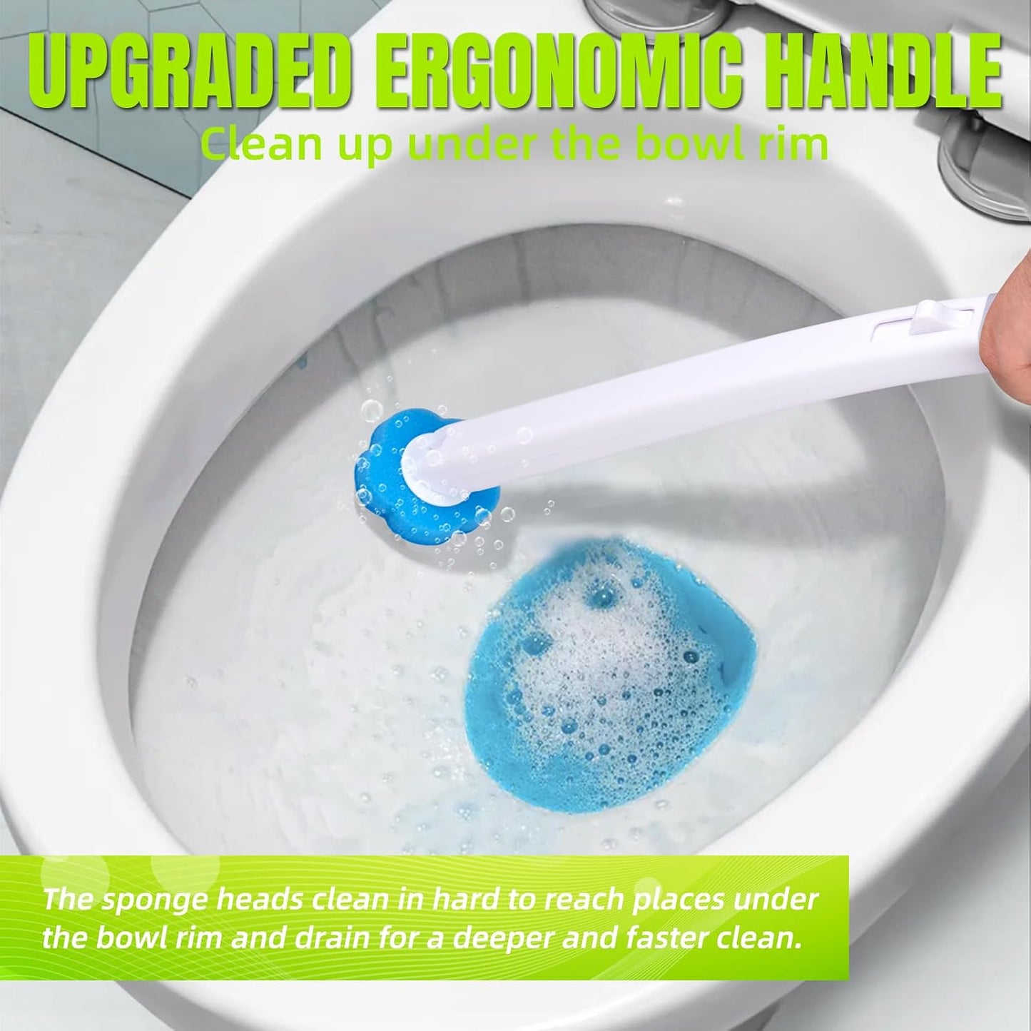 Disposable Toilet Brush, Extended Handle with 12 Cleaner Refills Toilet Brush for Toilet Bowl Cleaners, Bathroom Cleaning