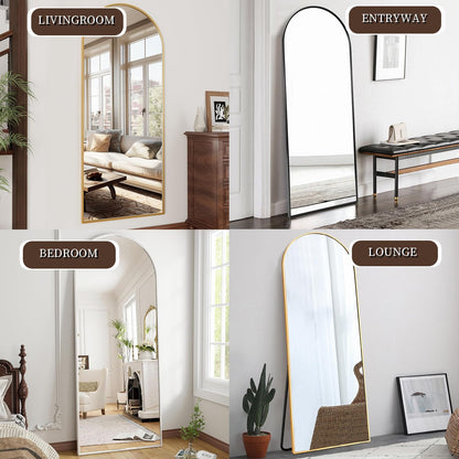OGCAU Floor Full Length Mirror, 56"x20" Arched Full Body Mirror, Hanging or Leaning, Standing, Wall Mounted with Aluminum Frame for Bedroom Living Room, White