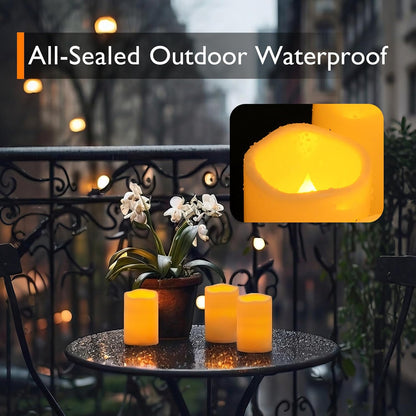 Homemory 3 Pack Flameless Candles, Outdoor Waterproof, Battery Operated LED Pillar Candles with Remote Control and Timer, Plastic, Long Lasting，4”5”6”