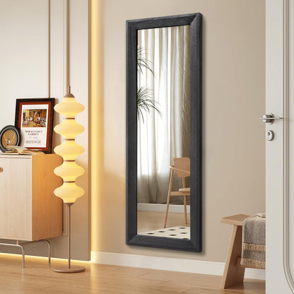 AAZZKANG Full Length Mirror Rectangle Wood Framed Large Wall Mirrors Black | 47"x16" Bedroom Living Room Bathroom Dressing Room Entryway Hanging Mirror