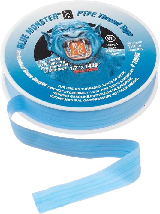 Mill-Rose 70885 Blue Monster PTFE Pipe Thread Sealant Tape, 1/2-Inch x 1429-Inches, Blue. Pack of 4