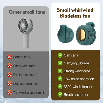 Portable Silent Mini Bladeless Electric Fan,Small fan Clip on for Shirt & Waist,2026 New Mini Bladeless Fan Clip On,Adjustable 3-Speed For Outdoor & Travel & Office, Travel Accessories, Gift (white)