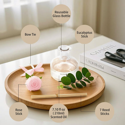 Reed Diffusers Set, 7.10 oz Flower Scented Diffuser with 7 Sticks, Long Lasting Home Fragrance for 120 Days, Perfect for Bathroom, Shelf Decor, Air Fresheners
