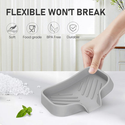 Great Silicone Soap Dish - 4 Pcs Thickened Self-Draining Soap Tray for Shower & Bathtub-Great High-Purity Silicone Soap Dish
