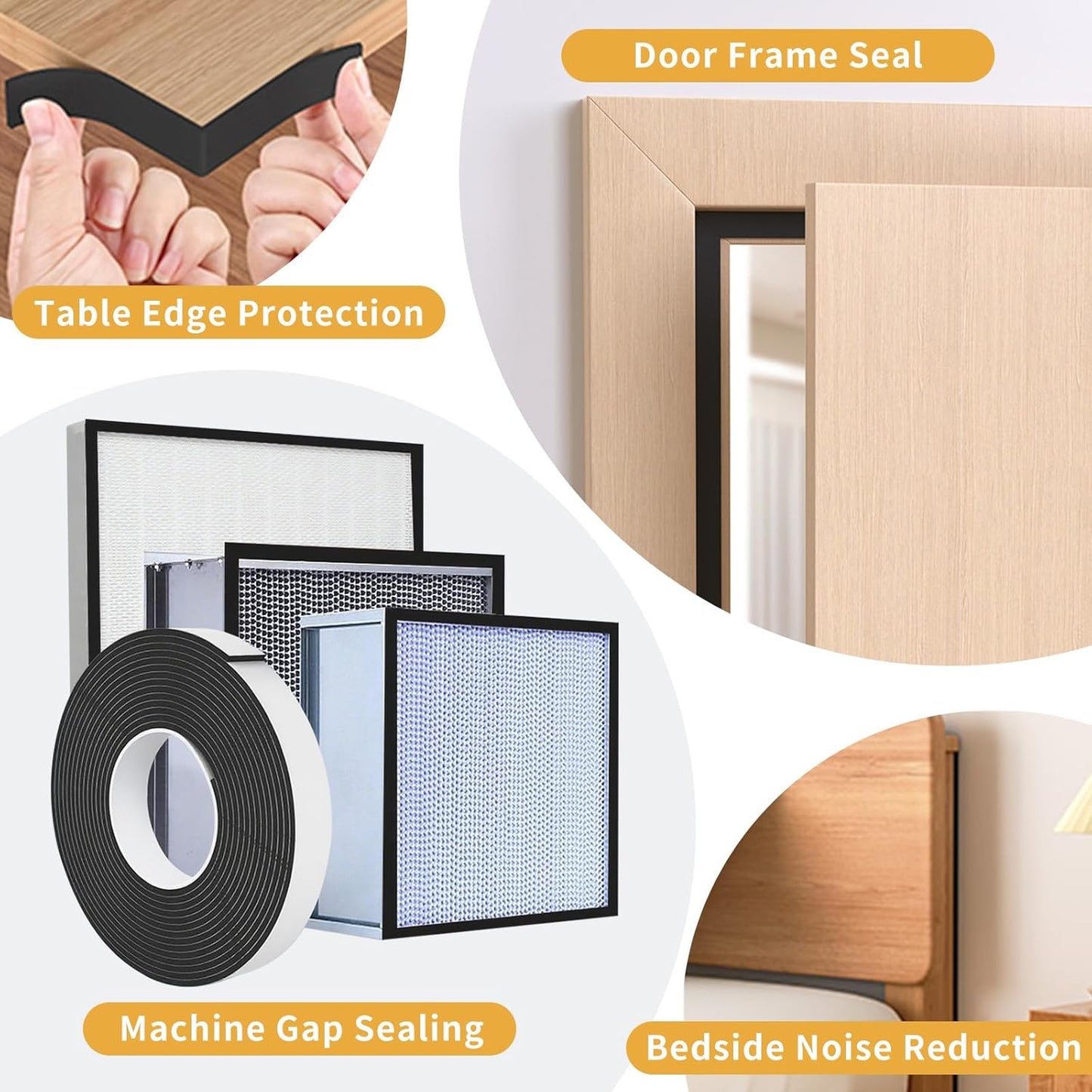 Foam Weather Stripping Door Seal,1 Inch W x 1/17 Inch T x 33 Feet White Window Sealing Tape，Single-Sided Self-Adhesive Insulation Sealing Strip