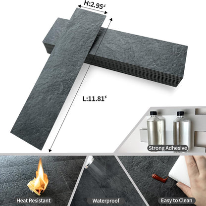 AULIGET 40-Piece Polished White Marble with Gold Peel and Stick Backsplash Wall Tiles, 3" x 12" PVC Faux Stone Stick on Tiles for Backsplash Kitchen, Bathroom, Laundry Room, Camper, Fireplace