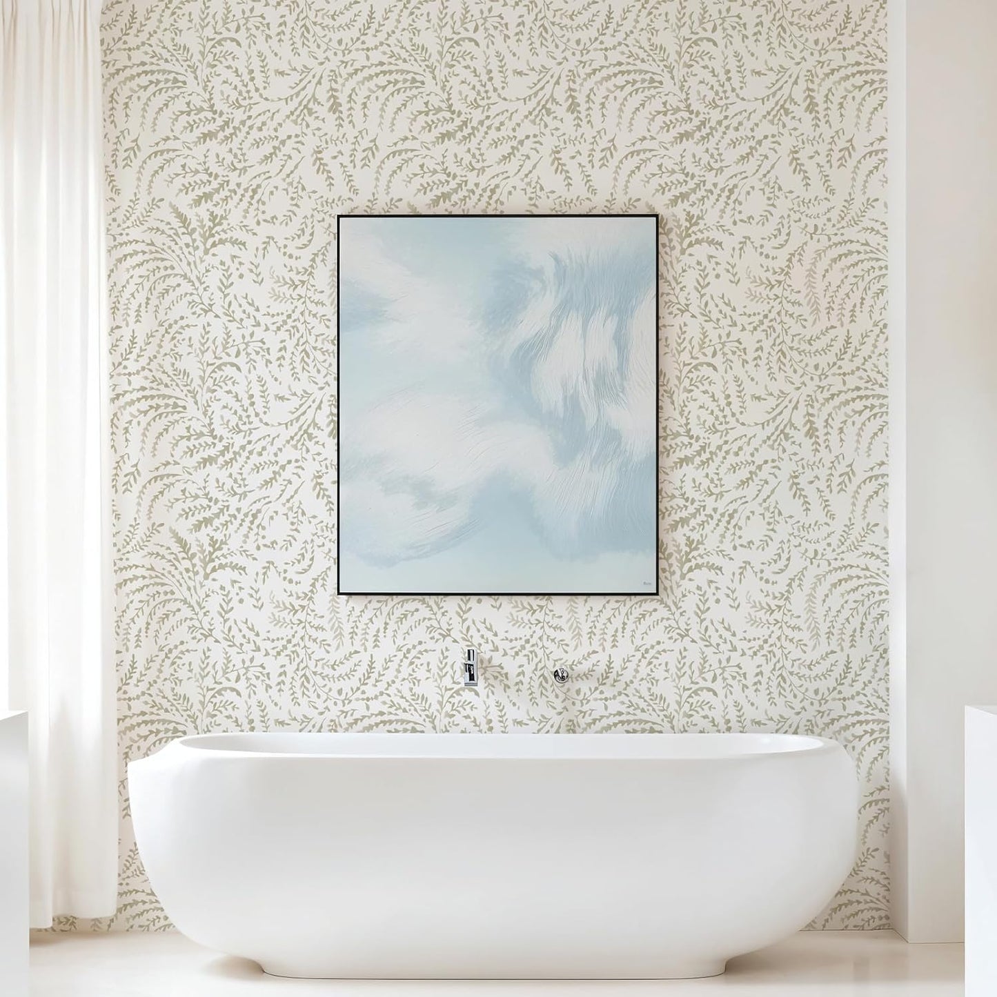 Peel and Stick Wallpaper Boho Wall Paper Peel and Stick Modern Watercolor Beige Wallpaper for Bathroom 17.3"x118"