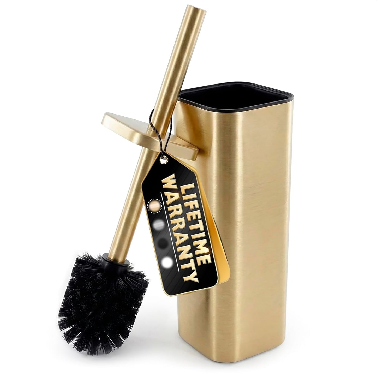 Black Toilet Brush and Holder Set - Slim Matte Design that Fits Anywhere - Stainless Steel Toilet Bowl Brush and Holder with 2 Rounded Corners, Replaceable Head, Removable Inner Bowl & Splash Guard