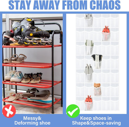 Windyun 40 Over The Door Shoe Organizer, Large Mesh Pocket Hanging Shoe Rack Hanger Large Capacity Gray Behind The Door Storage Holder for Dorm College Closet Entryway Bedroom Utility Room Women Men