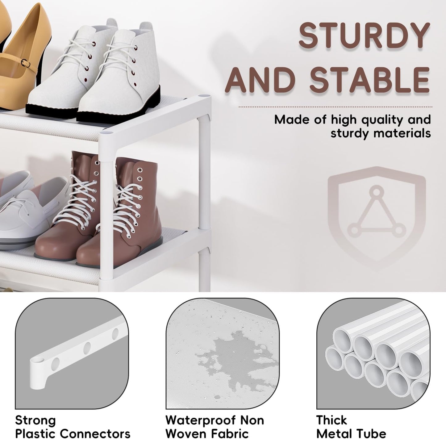 LUKYTOWER Extra Long Shoe Rack 2 Tier Shoe Storage Organizer Wide Stackable Shoe Organizer Racks for Closet Entryway,Shoe Shelf Stand Sturdy Durable Shoes Rack Holder Save Space