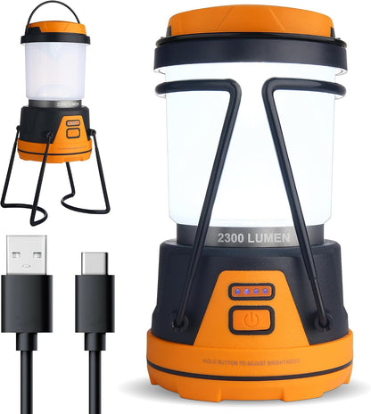 LED Camping Lantern Rechargeable, 1800LM, 4 Light Modes, 4400mAh Power Bank, IP44 Waterproof, Perfect Lantern Flashlight for Hurricane, Emergency, Power Outages, Home and More, USB Cable Included