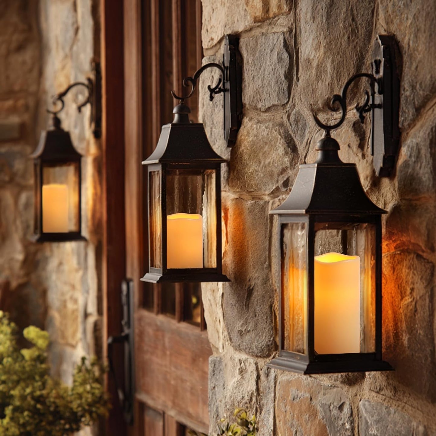 Raycare Outdoor Waterproof Flameless Candles, Battery Operated LED Electric Candles with Remote and Timers, Fake Pillar Candle for Patio, Porch, and Wedding Decor, Ivory, Set of 3(3"x4" 5" 6")