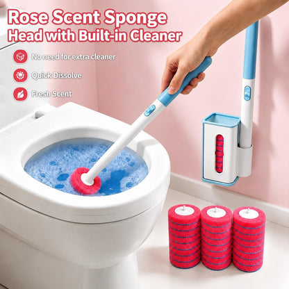 RV Toilet Brush, RV Accessories, Wall Mount Toilet Brush, 64 Toilet Refills | Hands Free Toilet Brush, One-Button Release, RV Toilet Brush and Holder Set, Compact Design, Camper Bathroom Accessories