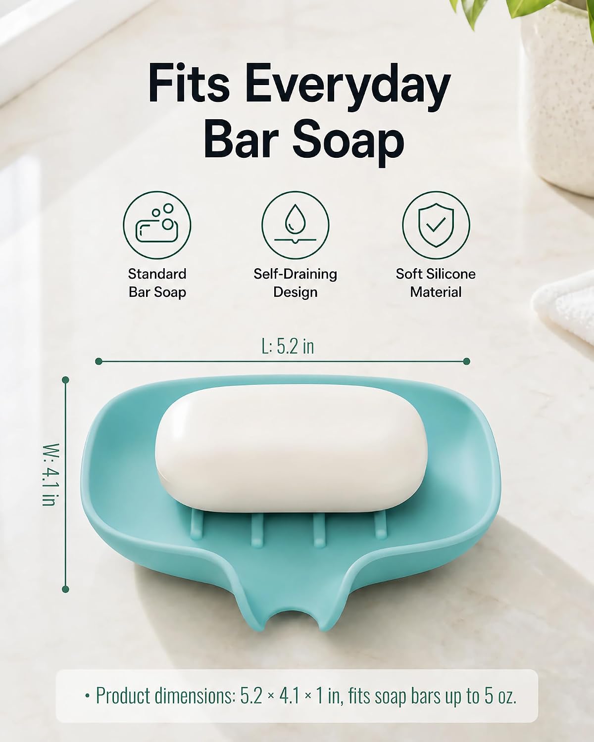 3 Pack Silicone Soap Dish with Drain, Bar Soap Holder for Shower/Bathroom, Self Draining Waterfall Soap Tray/Saver for Kitchen, Keep Soap Dry, Easy to Clean